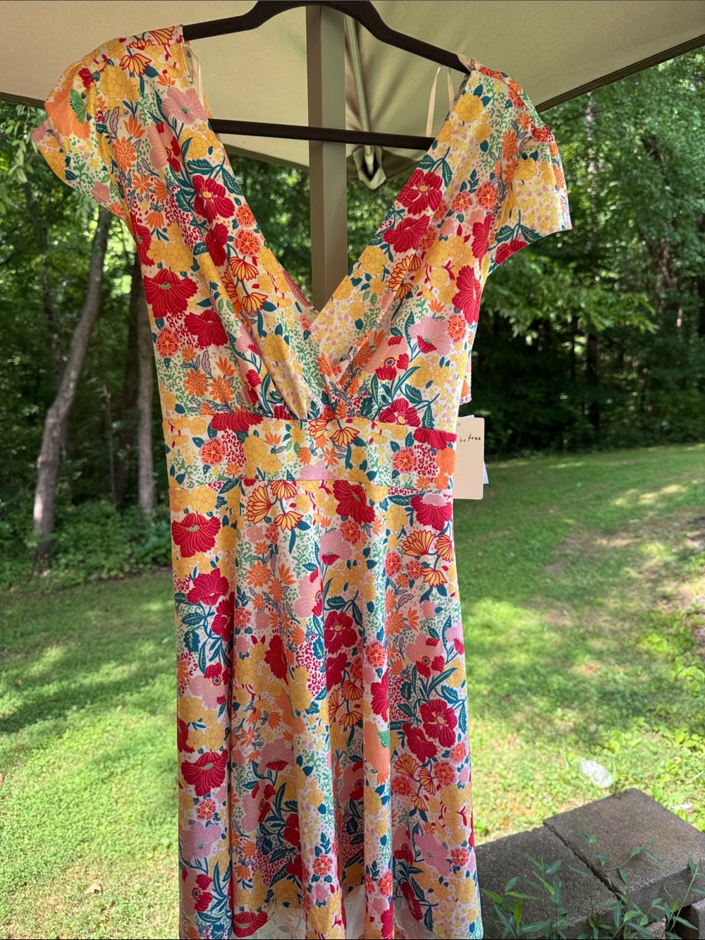 BeBop Floral Midi Dress in Yellow, Red, Pink & Teal